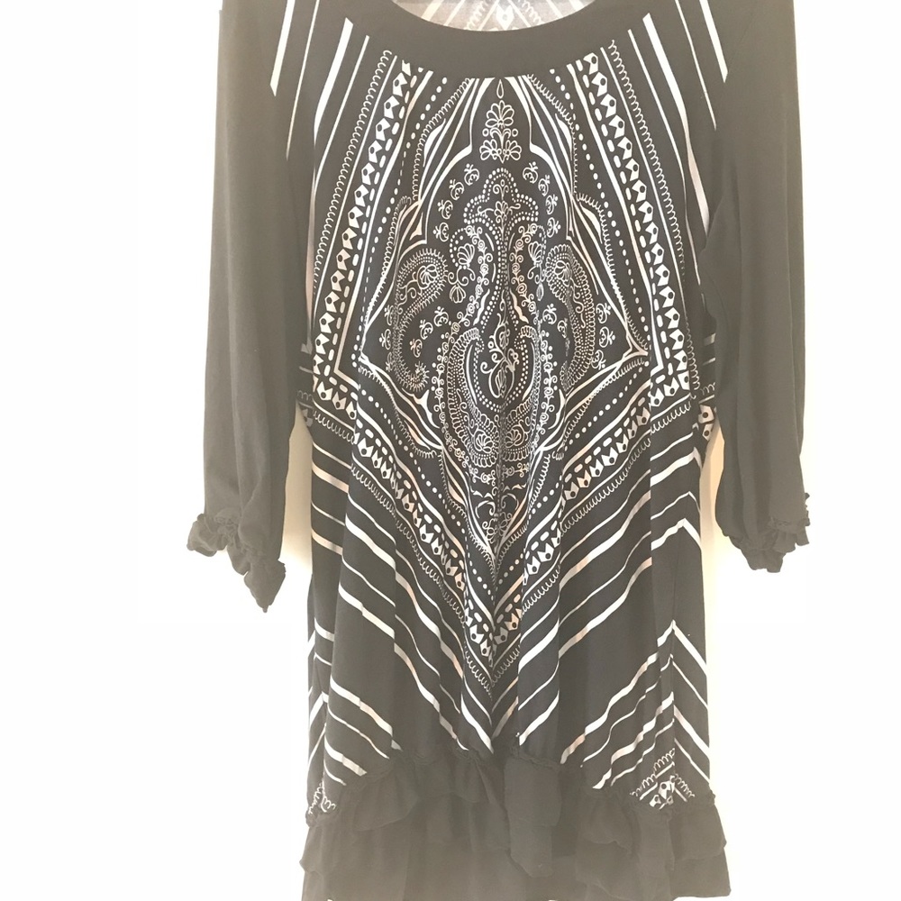 Black & White Long Ruffled Shirt/ Dress